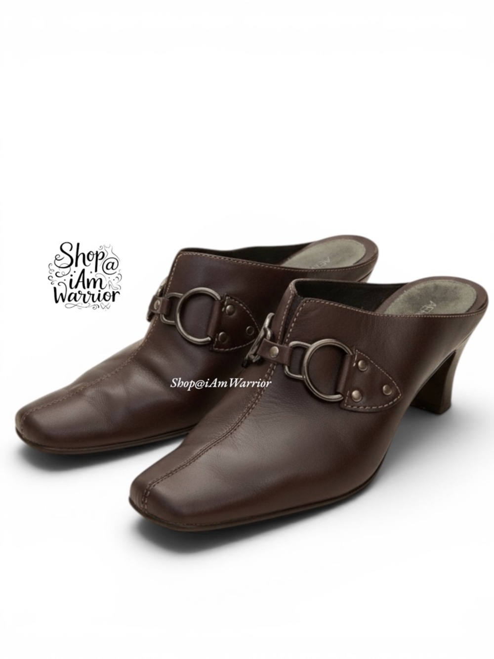 Aerosoles brown leather buckle mules *shop@iamwarrior